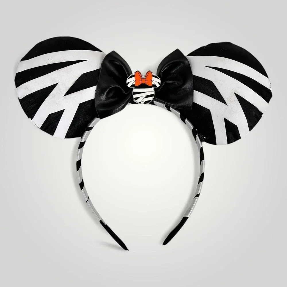 LOT OF 3 Disney Halloween Minnie Mouse Ear Headband Spiderweb Bat Stripes Sequin